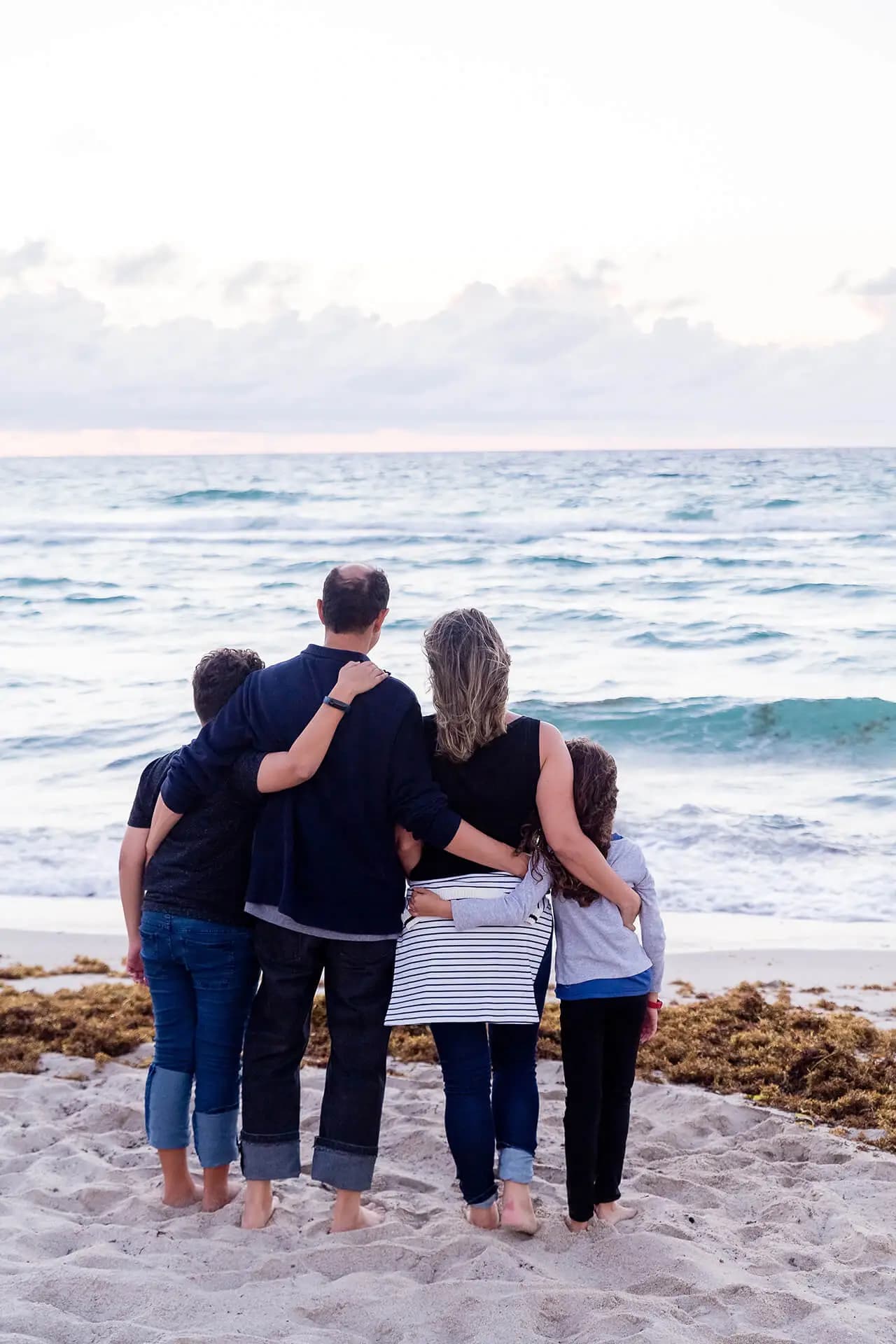 family on beach